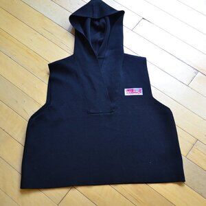 Stella Mccartney Logo Patch Sleeveless Cropped Hoodie Size S Black